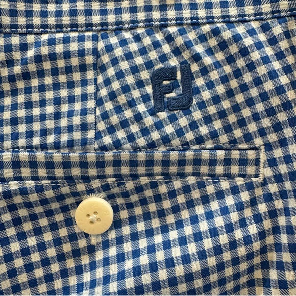 FootJoy Blue and White Checkered Flat Front Shorts Waist 40 - Picture 3 of 6